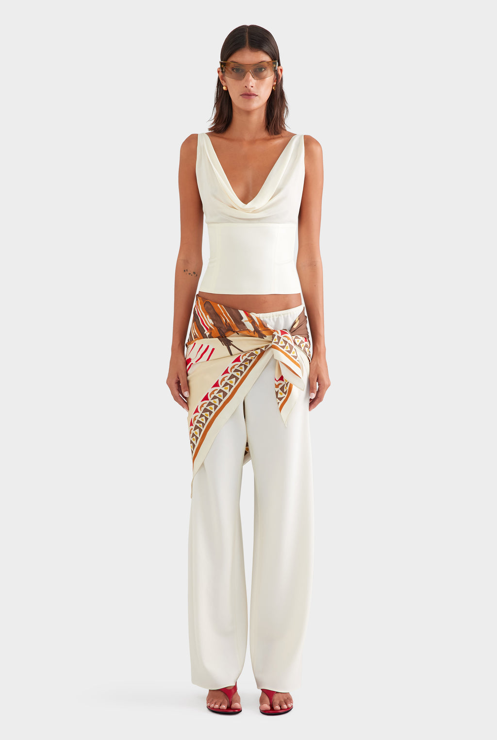 Silk Cowl Bustier - Champagne