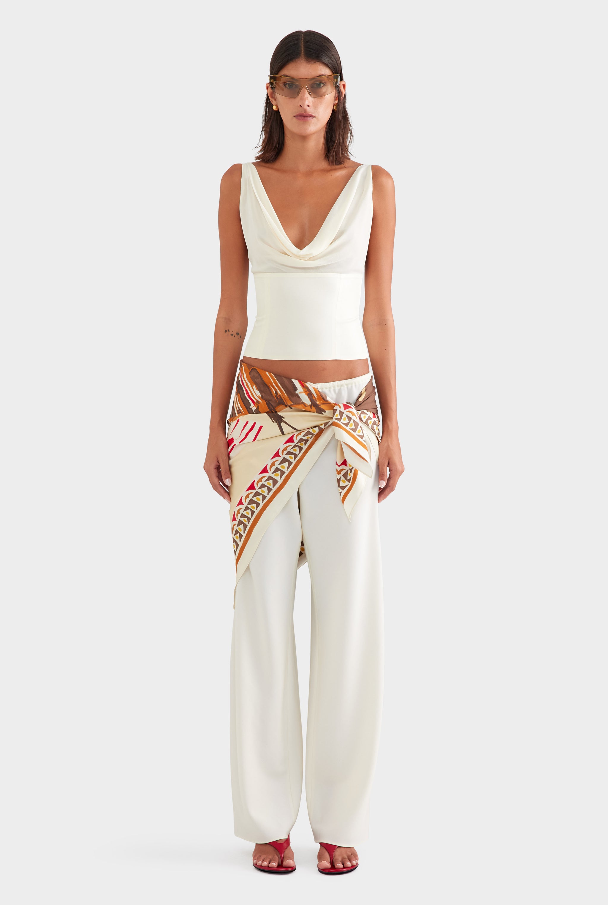 Silk Cowl Bustier - Champagne