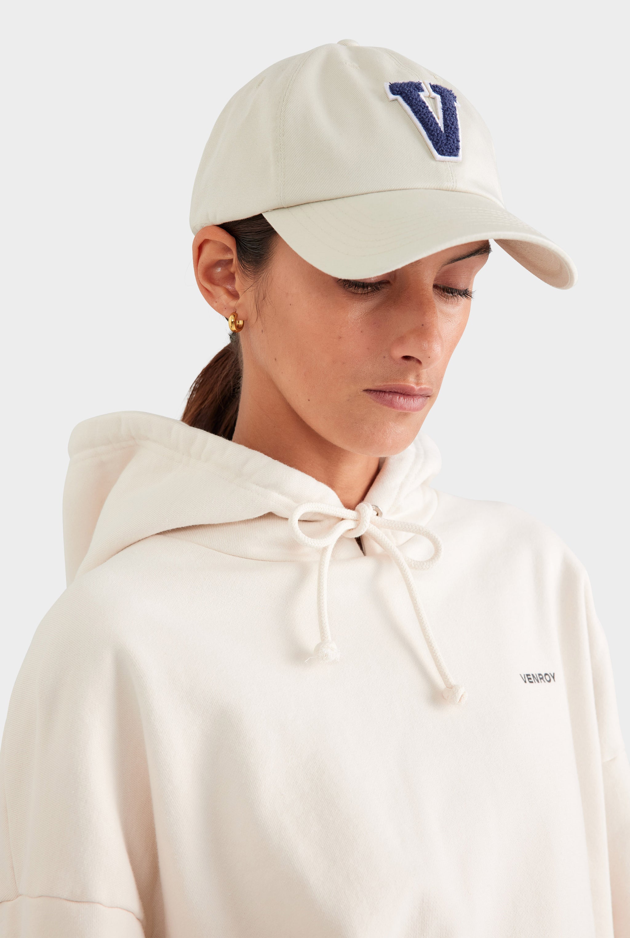 Venroy Varsity Cotton Twill Cap - Ecru