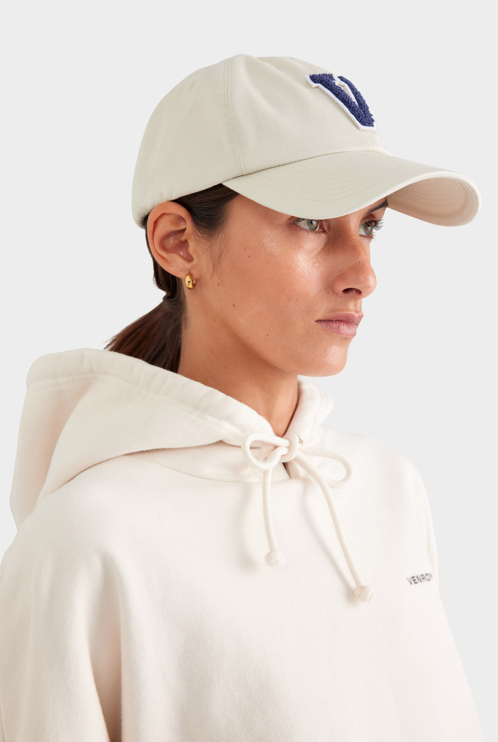 Venroy Varsity Cotton Twill Cap - Ecru