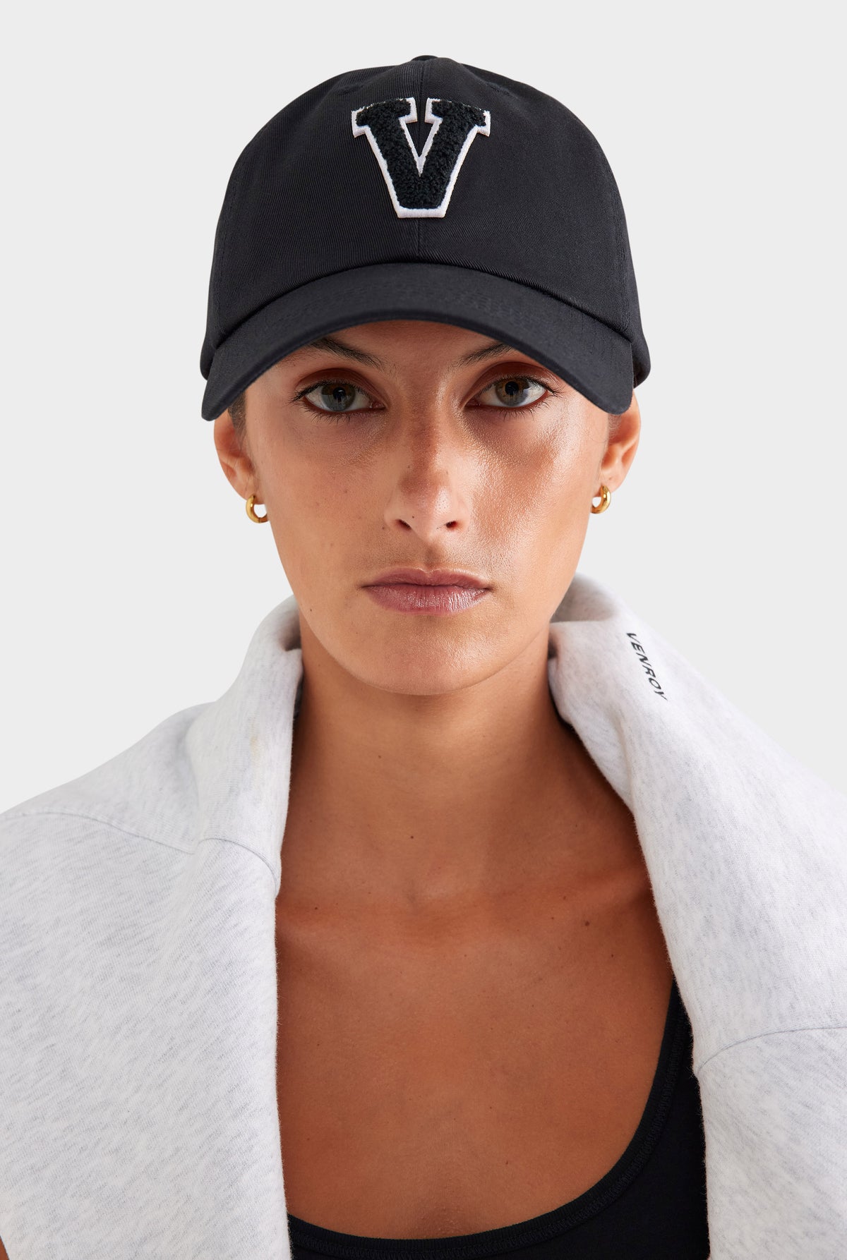 Venroy Pattern Venroy Varsity Cotton Twill Cap in Black | Venroy – VENROY