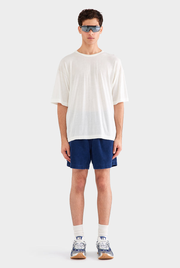 Boxy Cotton Knit T Shirt - Off White