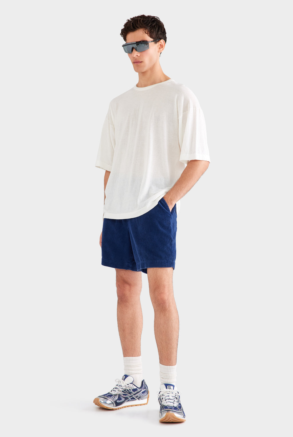 Boxy Cotton Knit T Shirt - Off White