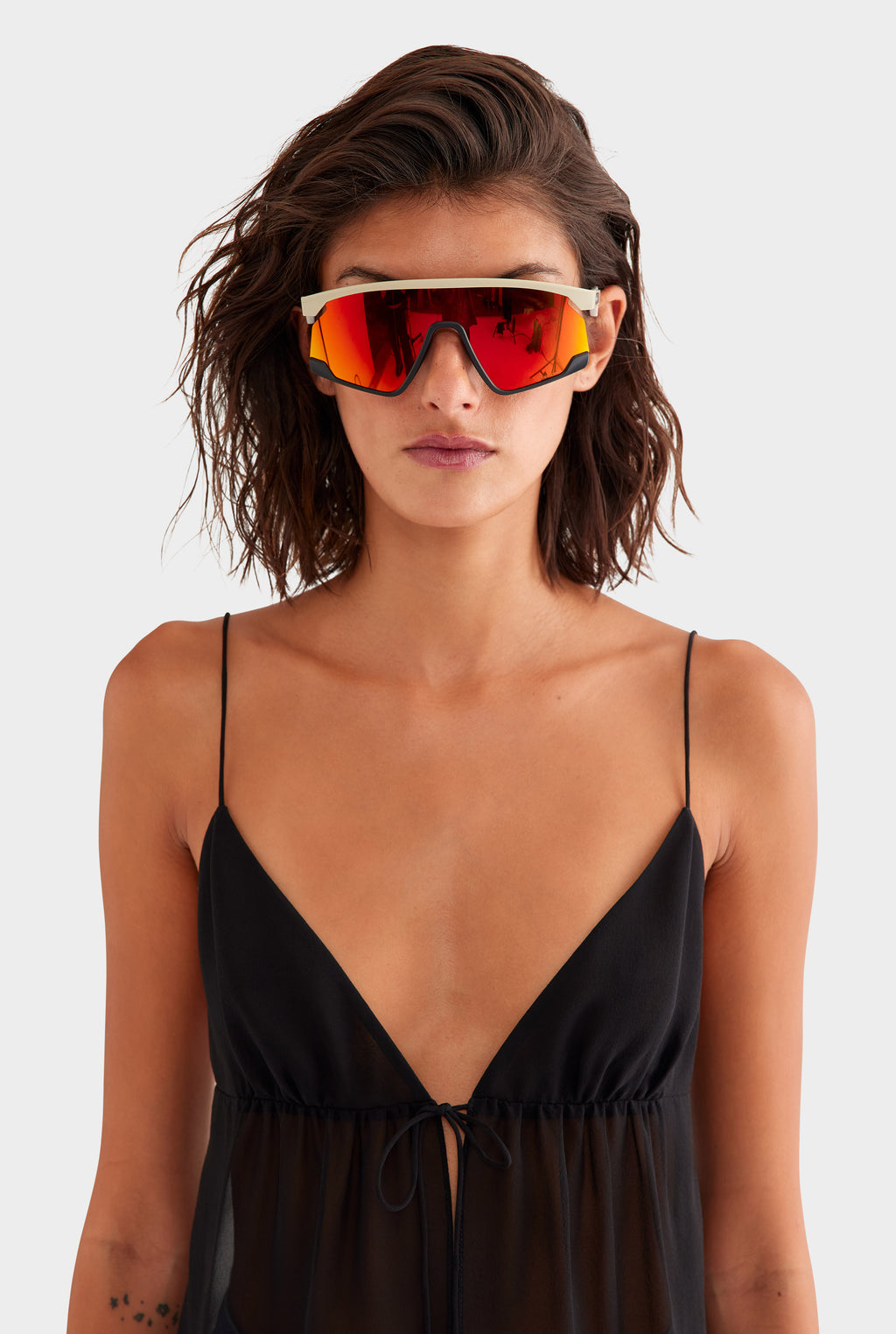 Tie Front Silk Georgette Cami - Black