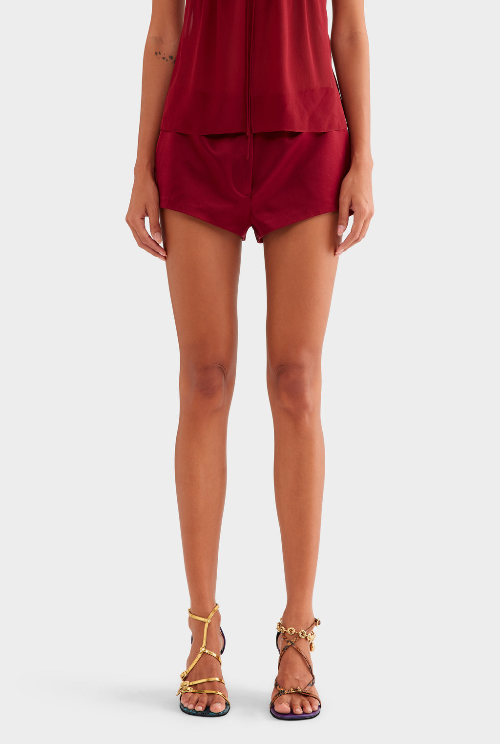 Silk Cotton Mini Short - Pomegranate