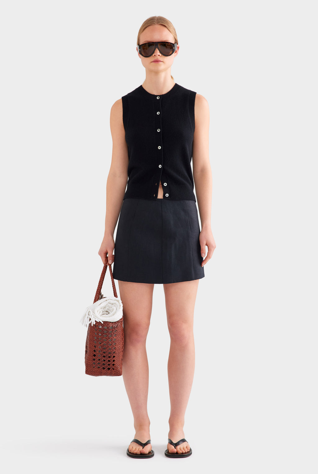 Linen Mini Skirt - Black