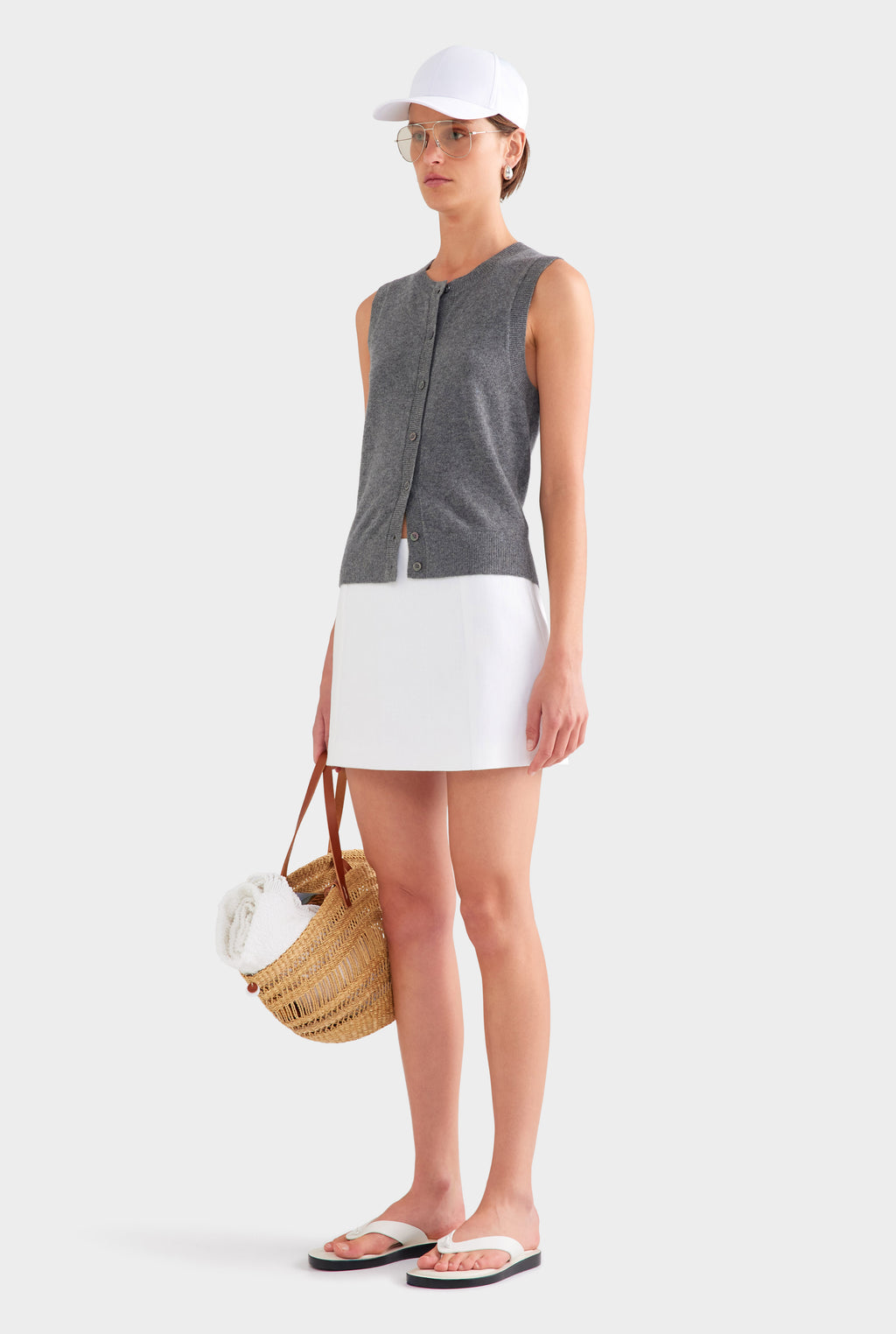 Linen Mini Skirt - White