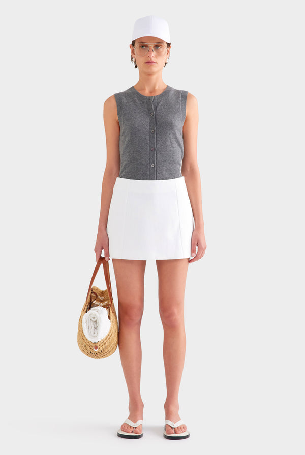 Cashmere Button Through Tank - Charcoal