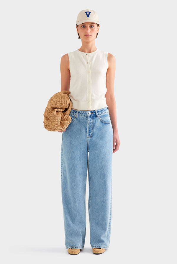 Cashmere Button Through Tank - Off White