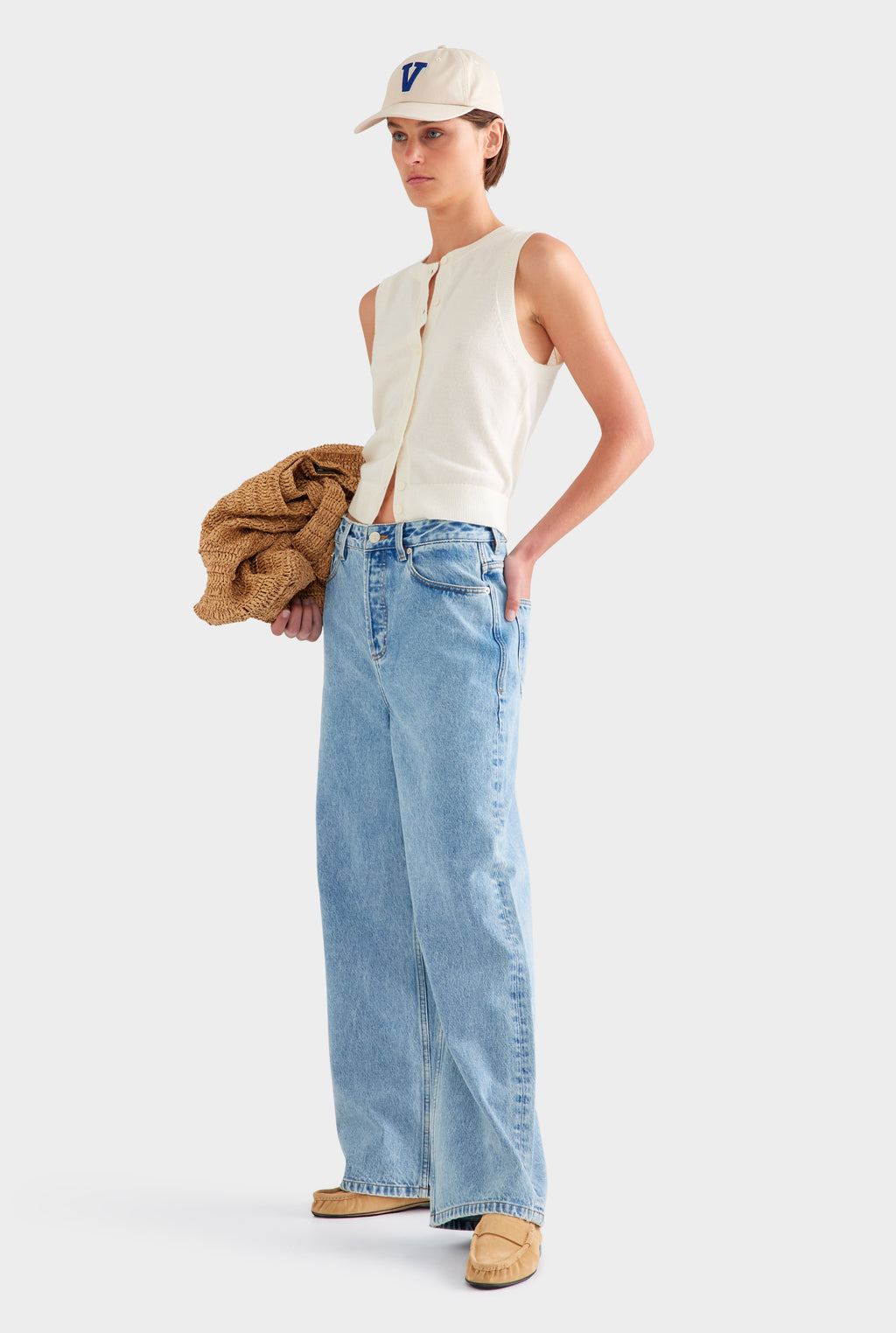 Cashmere Button Through Tank - Off White