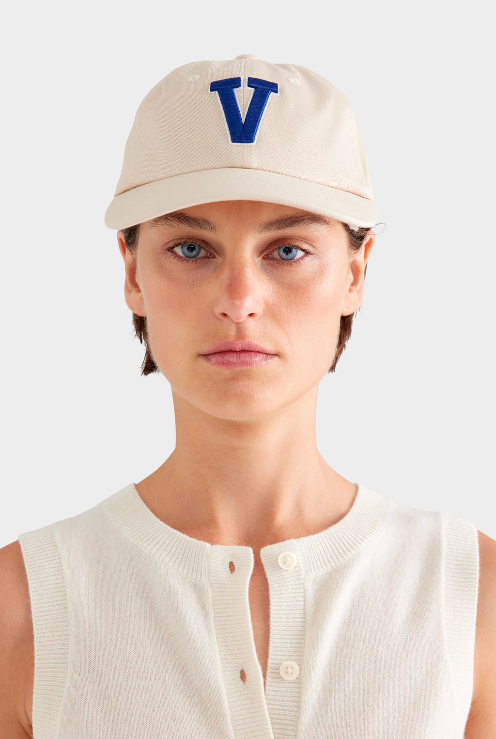 Cashmere Button Through Tank - Off White