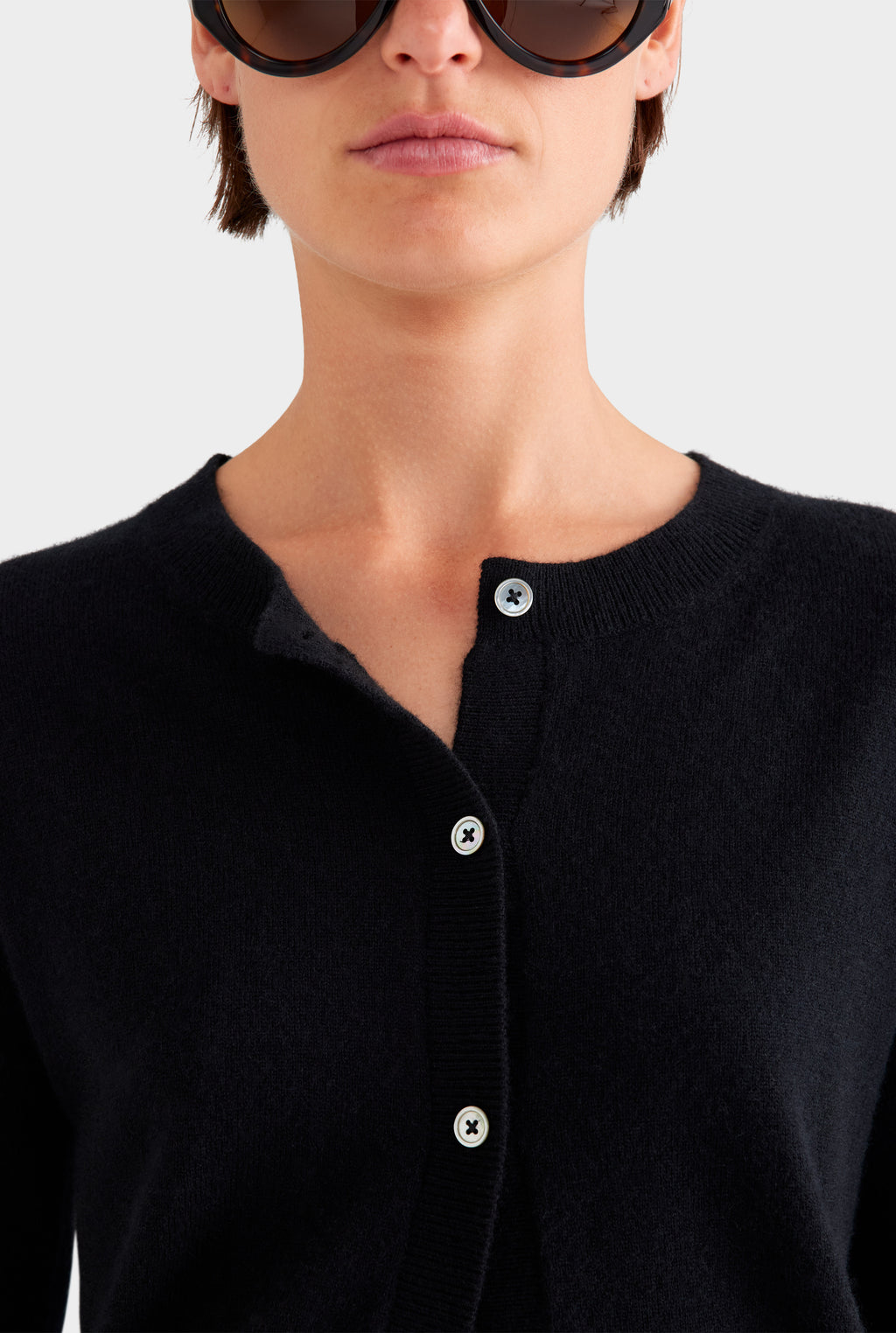 Dropshoulder Cashmere Cardigan - Black