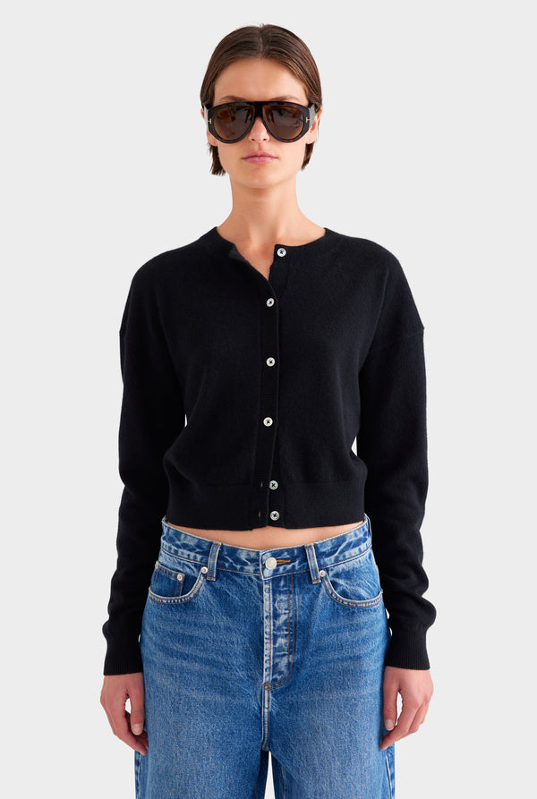 Dropshoulder Cashmere Cardigan - Black