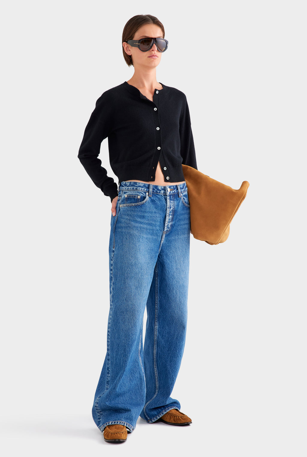 Dropshoulder Cashmere Cardigan - Black