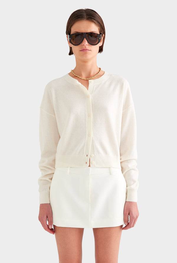Dropshoulder Cashmere Cardigan - Off White