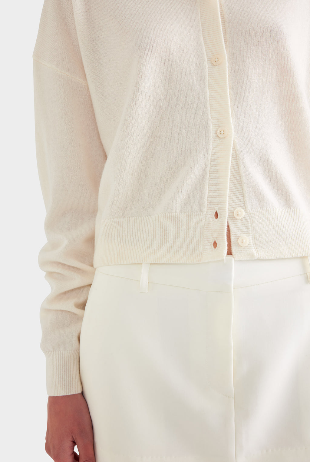 Dropshoulder Cashmere Cardigan - Off White