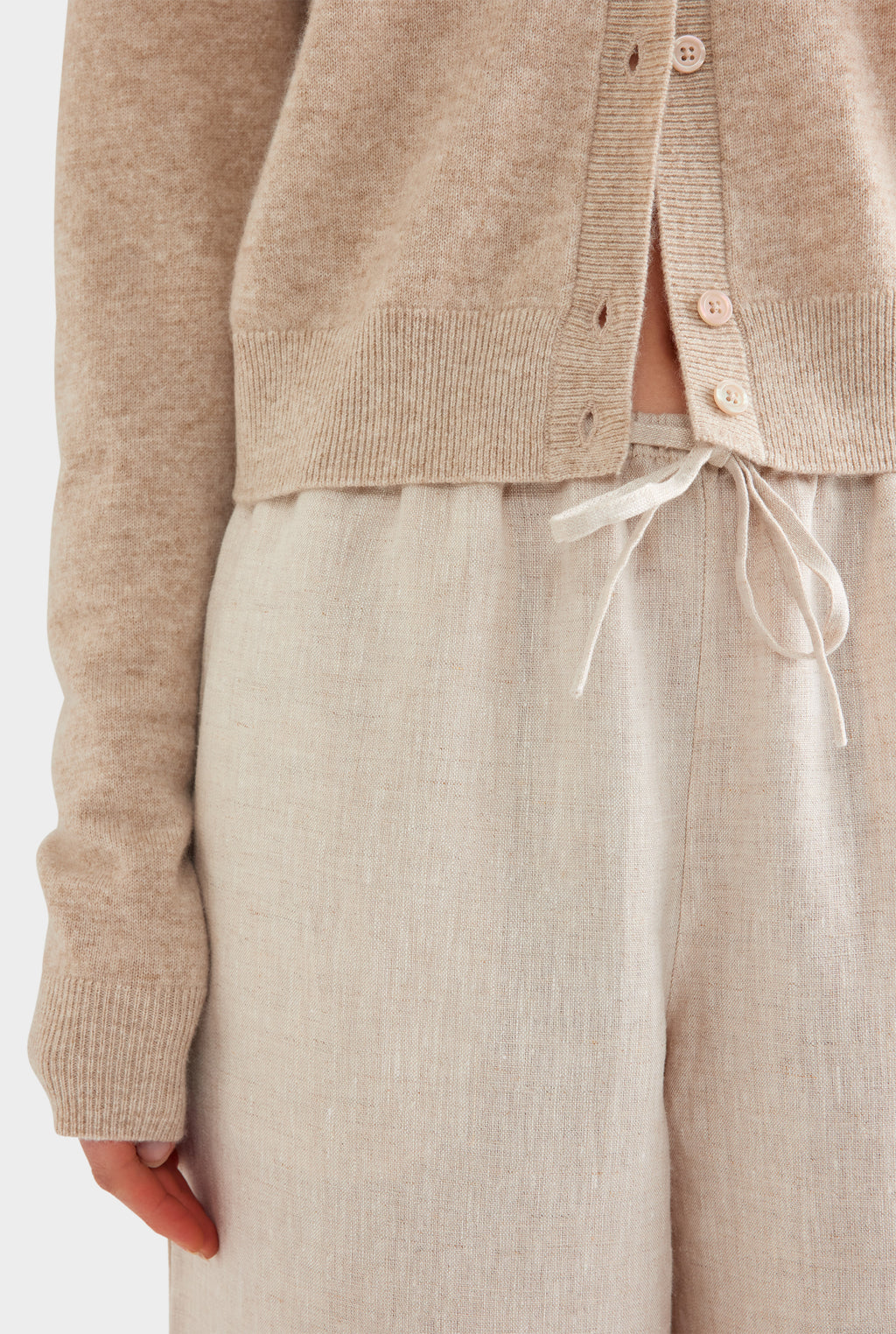 Dropshoulder Cashmere Cardigan - Sand