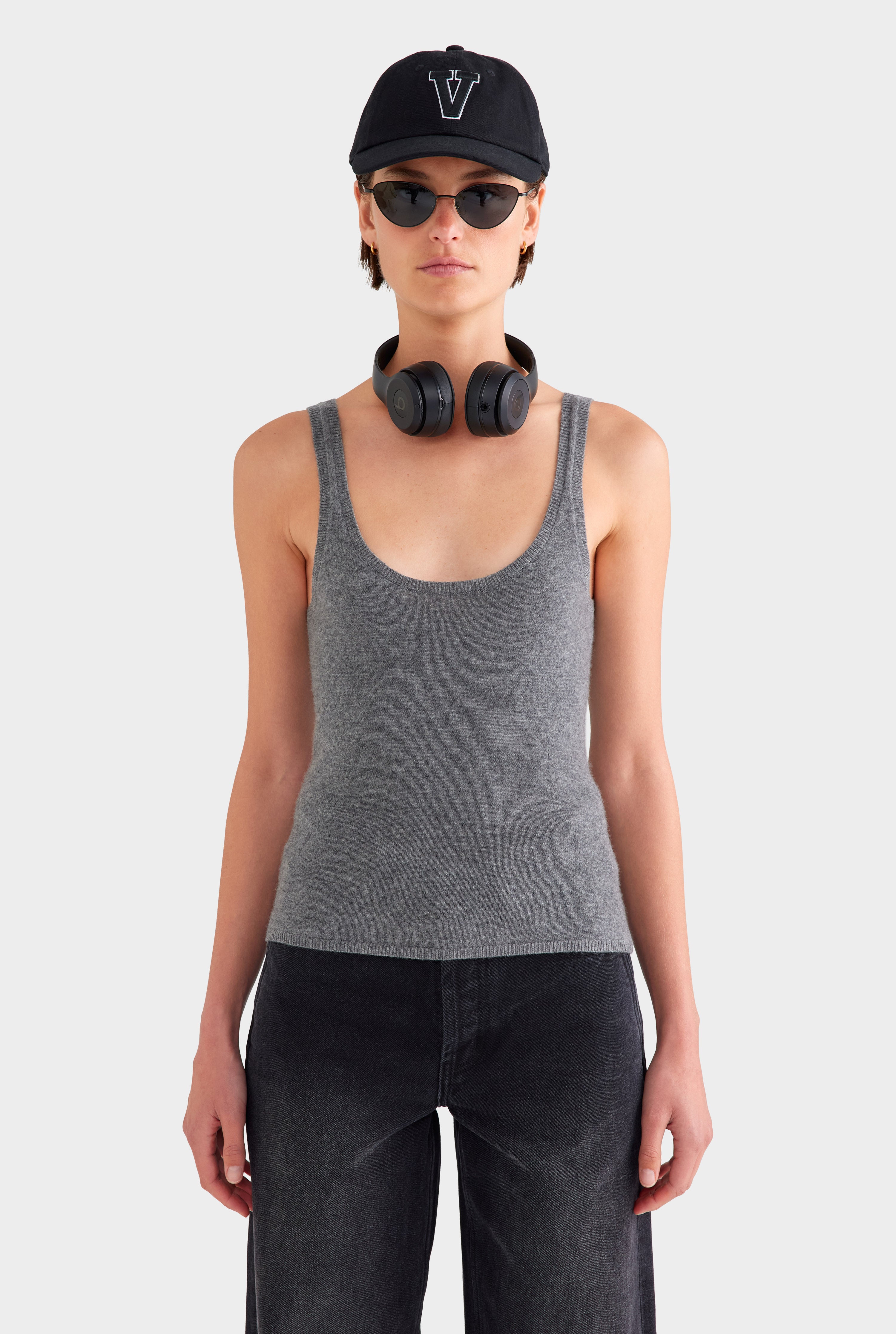 Cashmere Tank - Charcoal