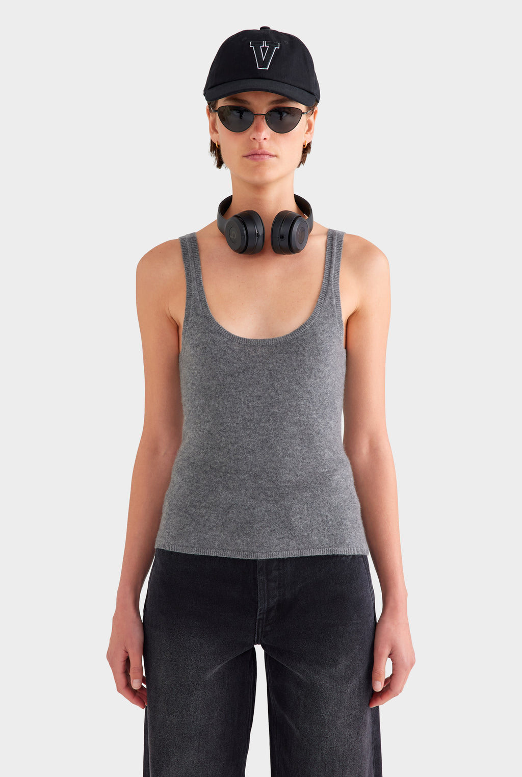 Cashmere Tank - Charcoal
