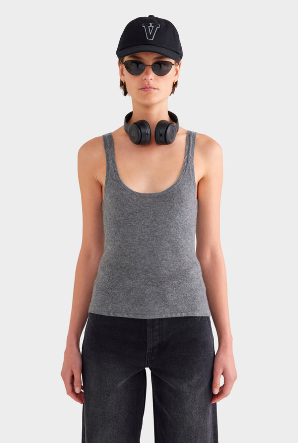 Cashmere Tank - Charcoal