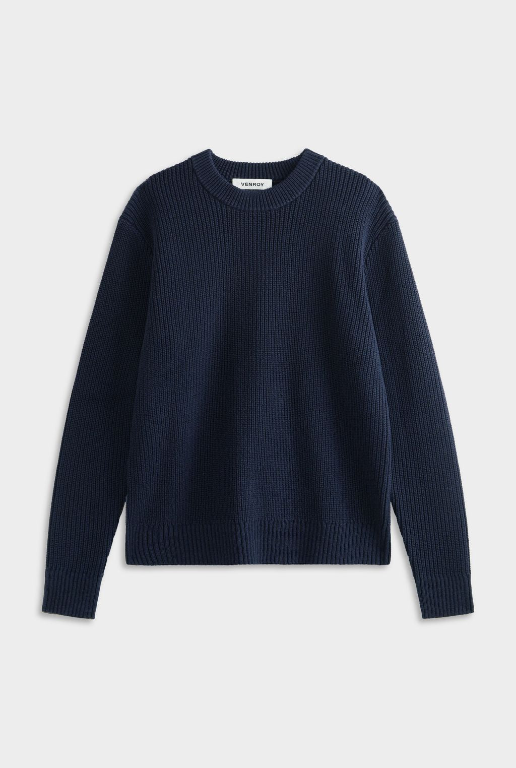 Relaxed Cotton Knit Sweater - Navy