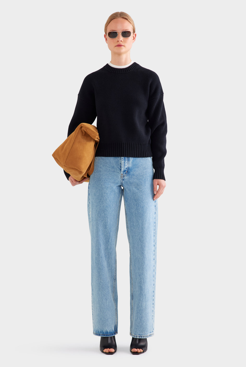 Cotton Knit Sweater - Black