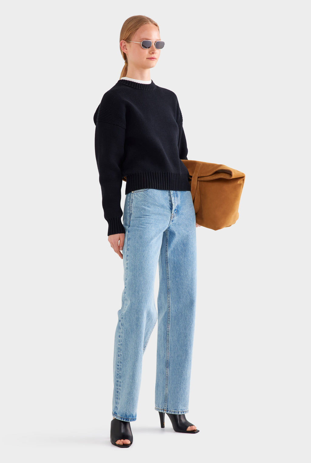 Cotton Knit Sweater - Black