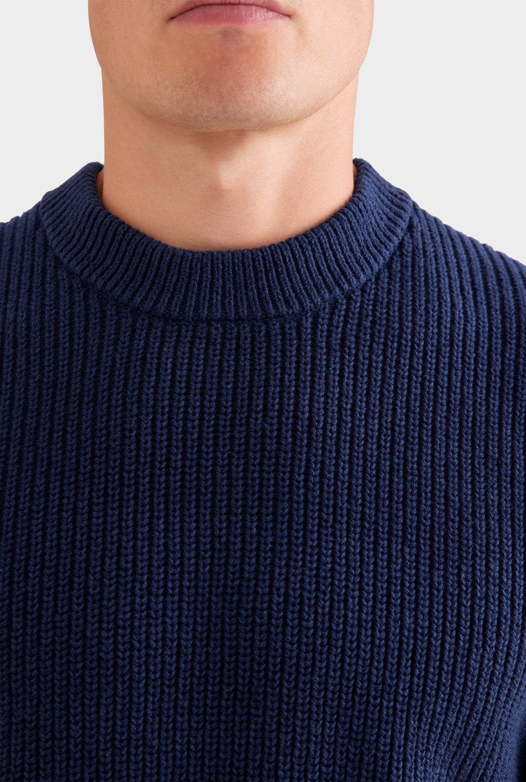 Relaxed Cotton Knit Sweater - Navy
