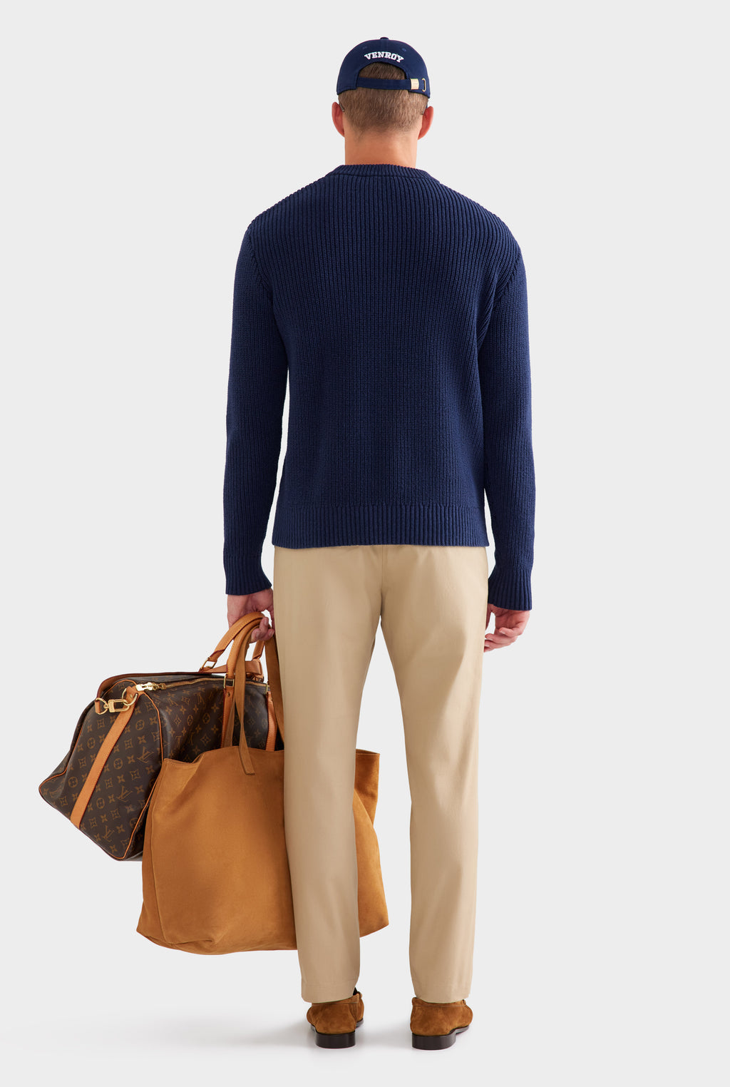 Relaxed Cotton Knit Sweater - Navy