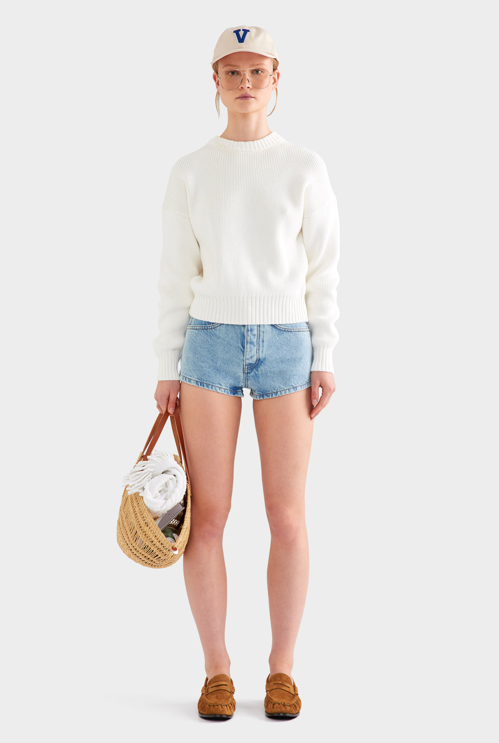 Cotton Knit Sweater - White