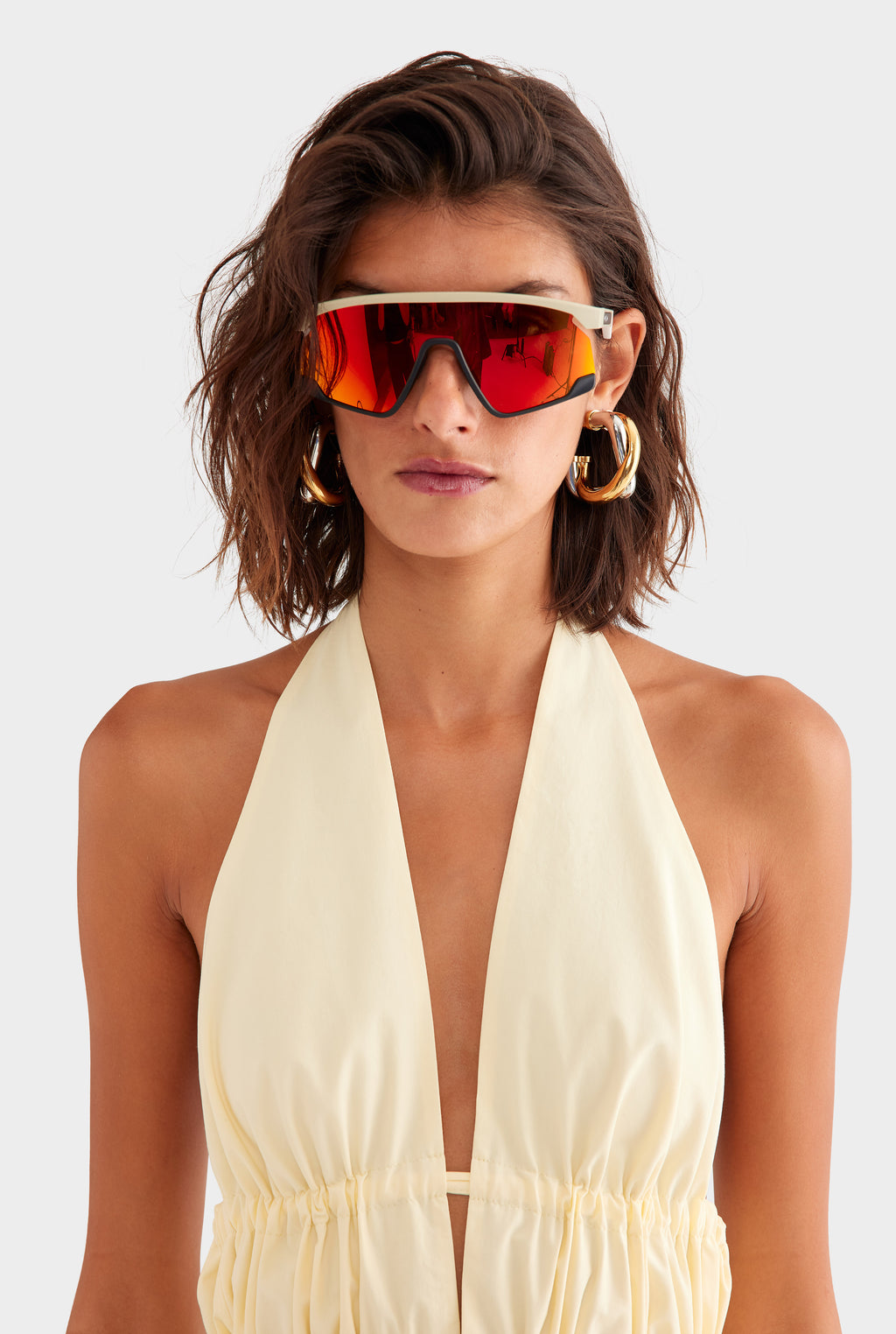 Cotton Poplin Halter Top - Pale Yellow