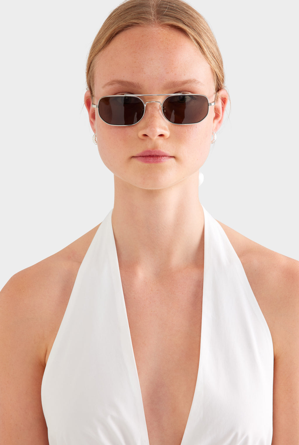 Cotton Poplin Halter Top - White