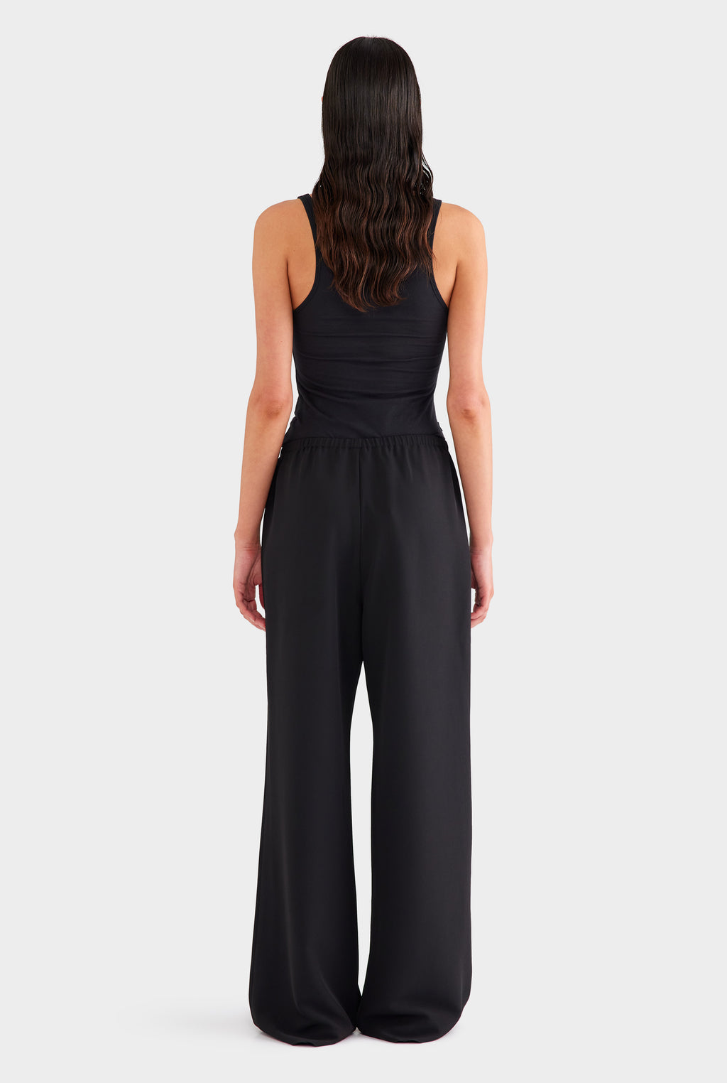 Crepe Elastic Waist Pant - Black