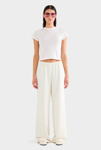 Crepe Elastic Waist Pant - Off White