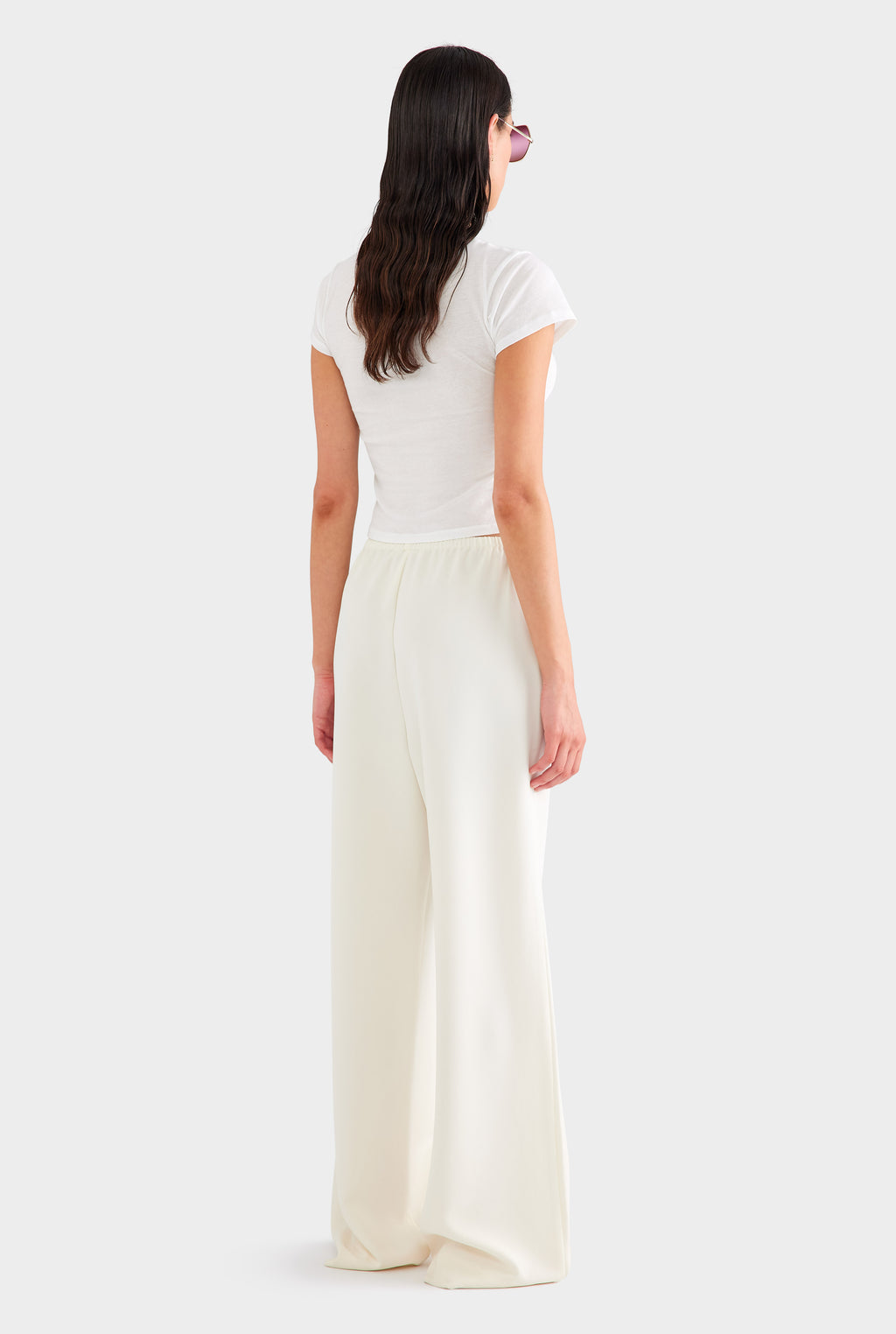 Crepe Elastic Waist Pant - Off White
