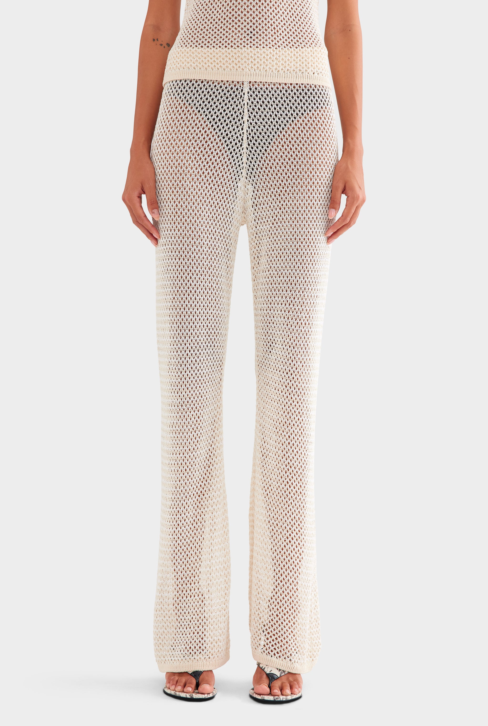 Crochet Cotton Nylon Pant - Off White/Natural