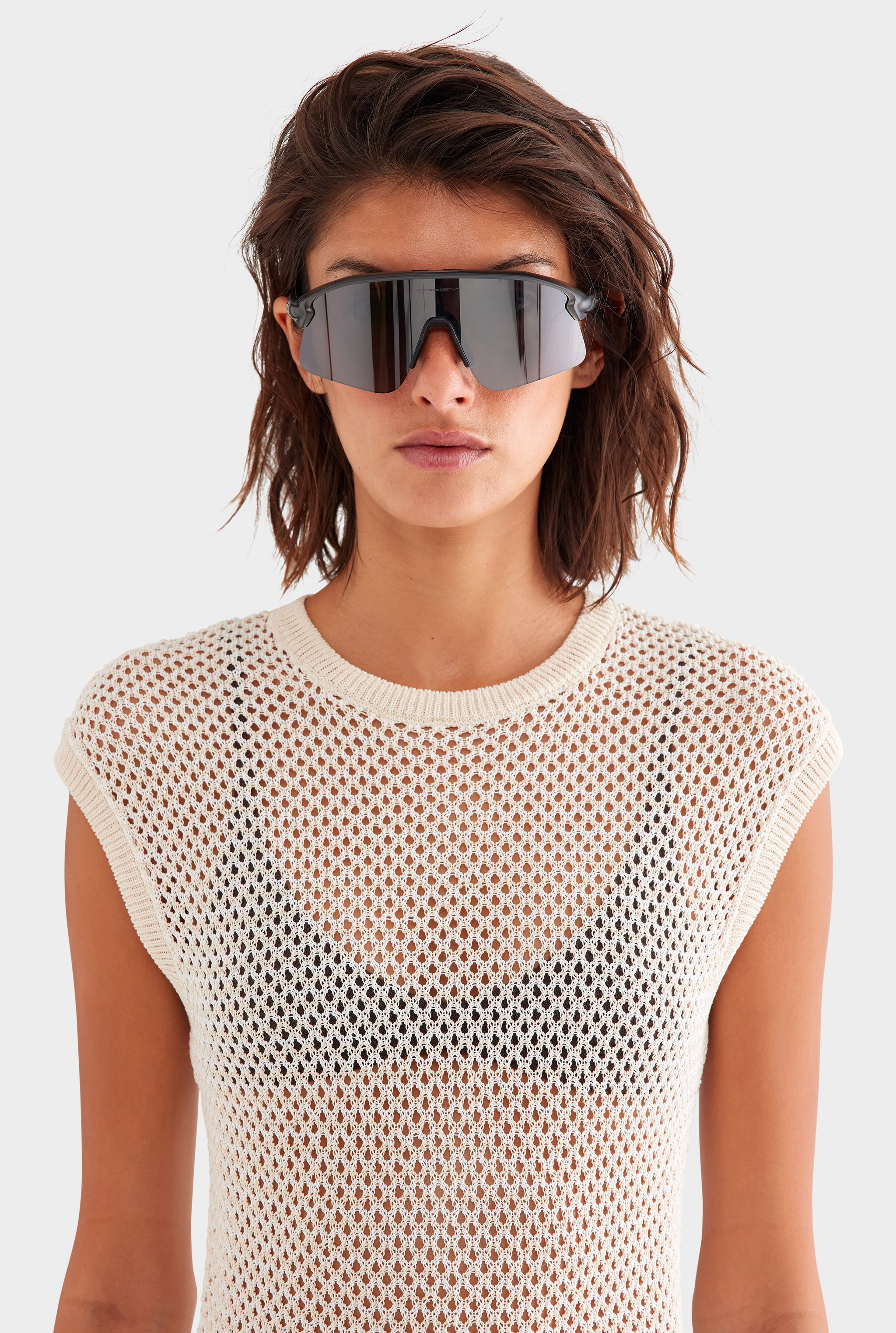 Crochet Cotton Nylon Tee - Off White/Natural
