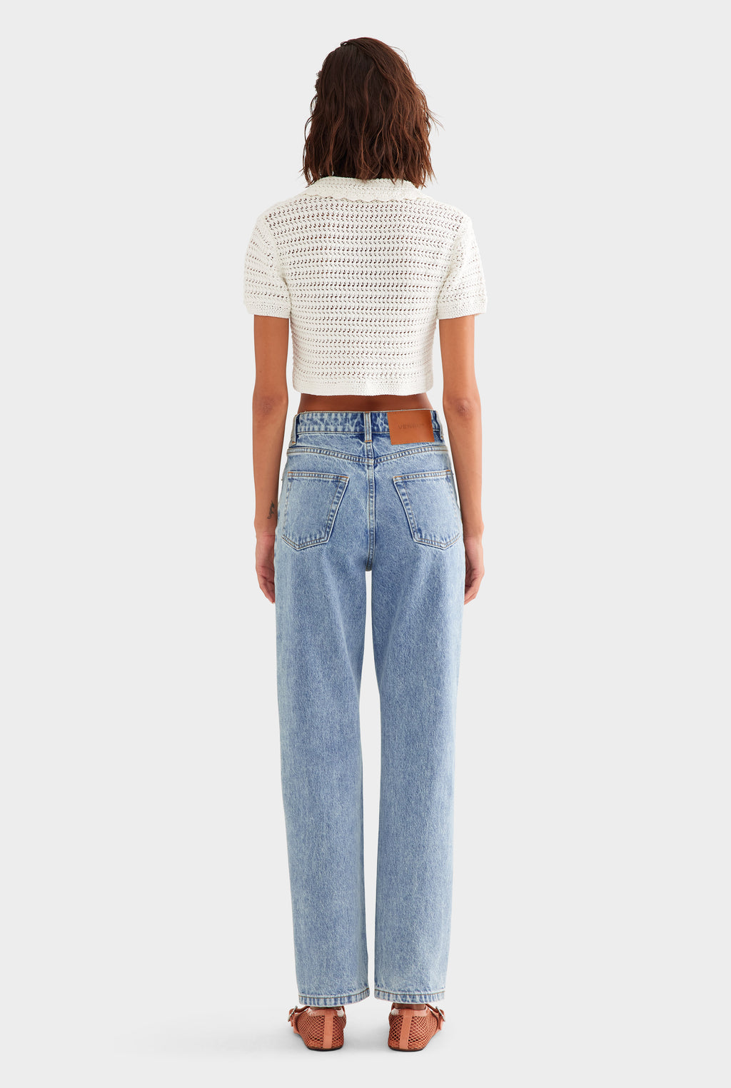 Crochet Cropped Polo - Off White