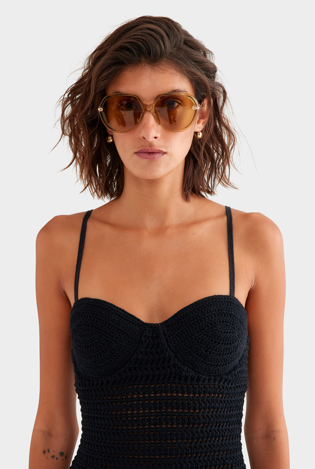 Crochet Strapless Mini Dress in Black | Venroy VENROY Crochet Strapless Mini Dress in Black | Venroy VENROY