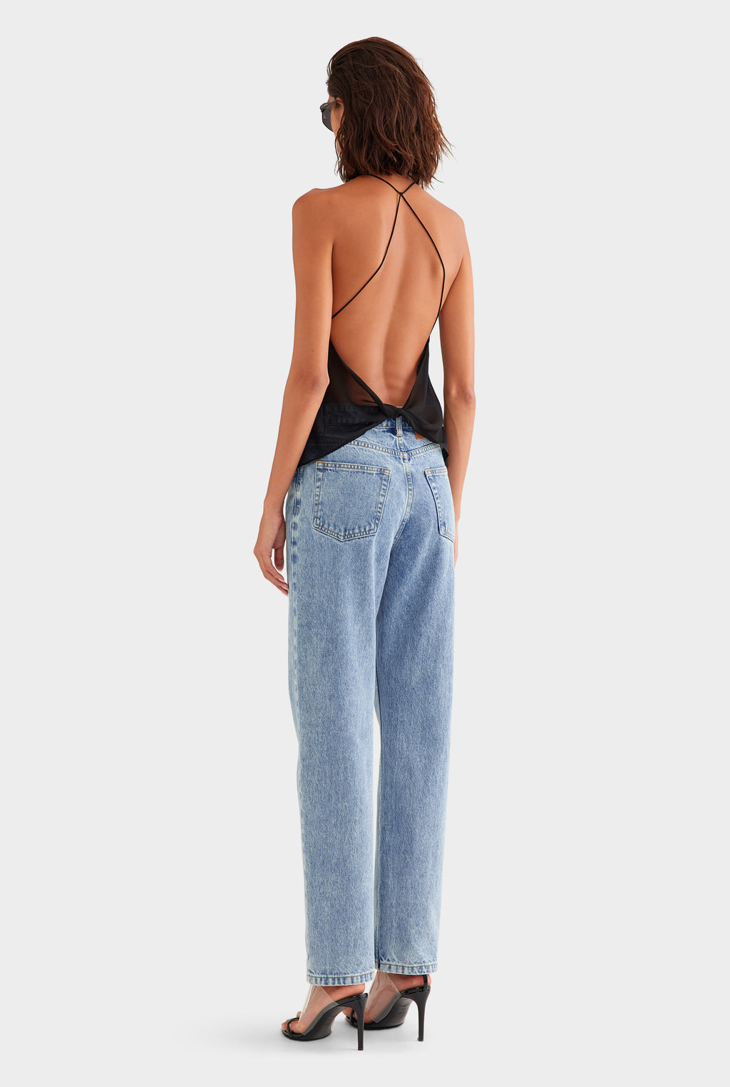 Cross Back Silk Cami - Black