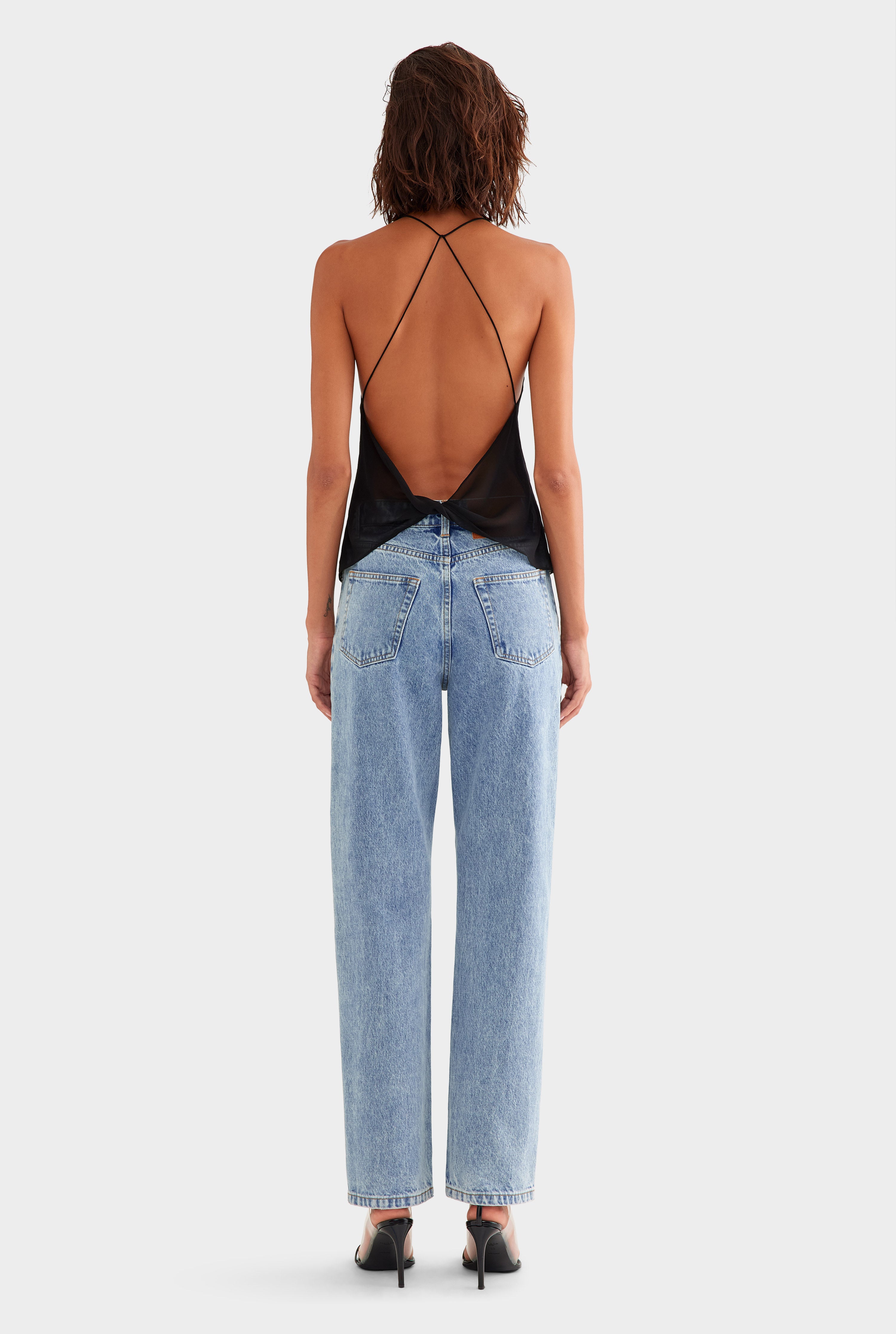 Cross Back Silk Cami in Black | Venroy – VENROY