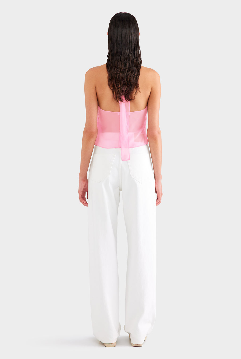Cross Front Silk Scarf Top - Pink
