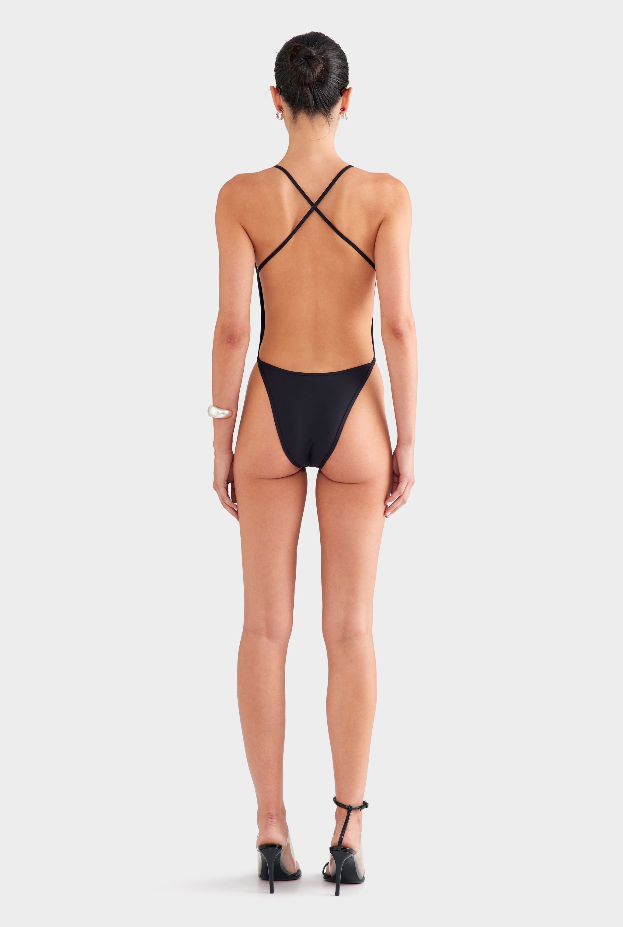 Cross Back One Piece - Black