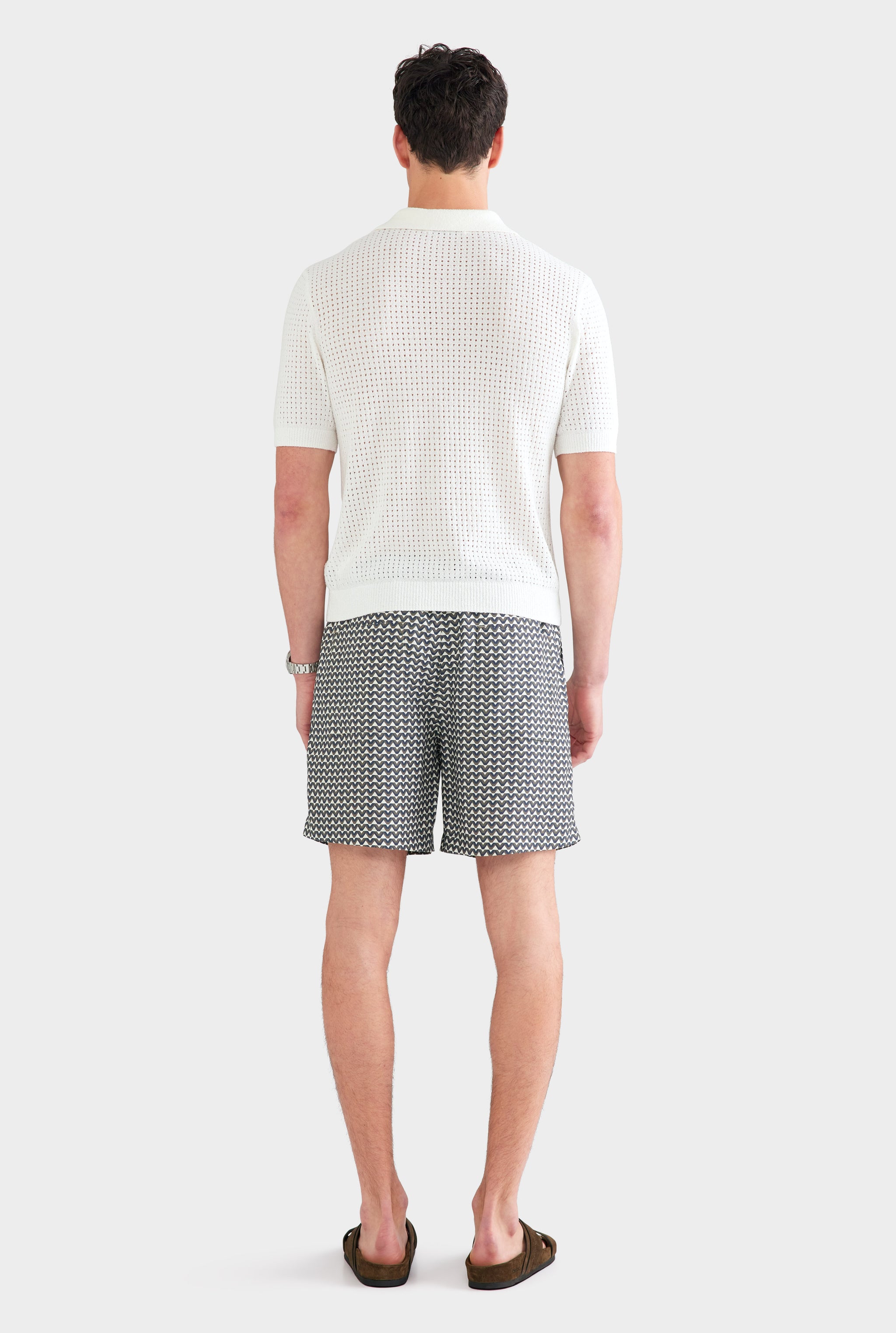 Boucle Open Knit Polo - Off White