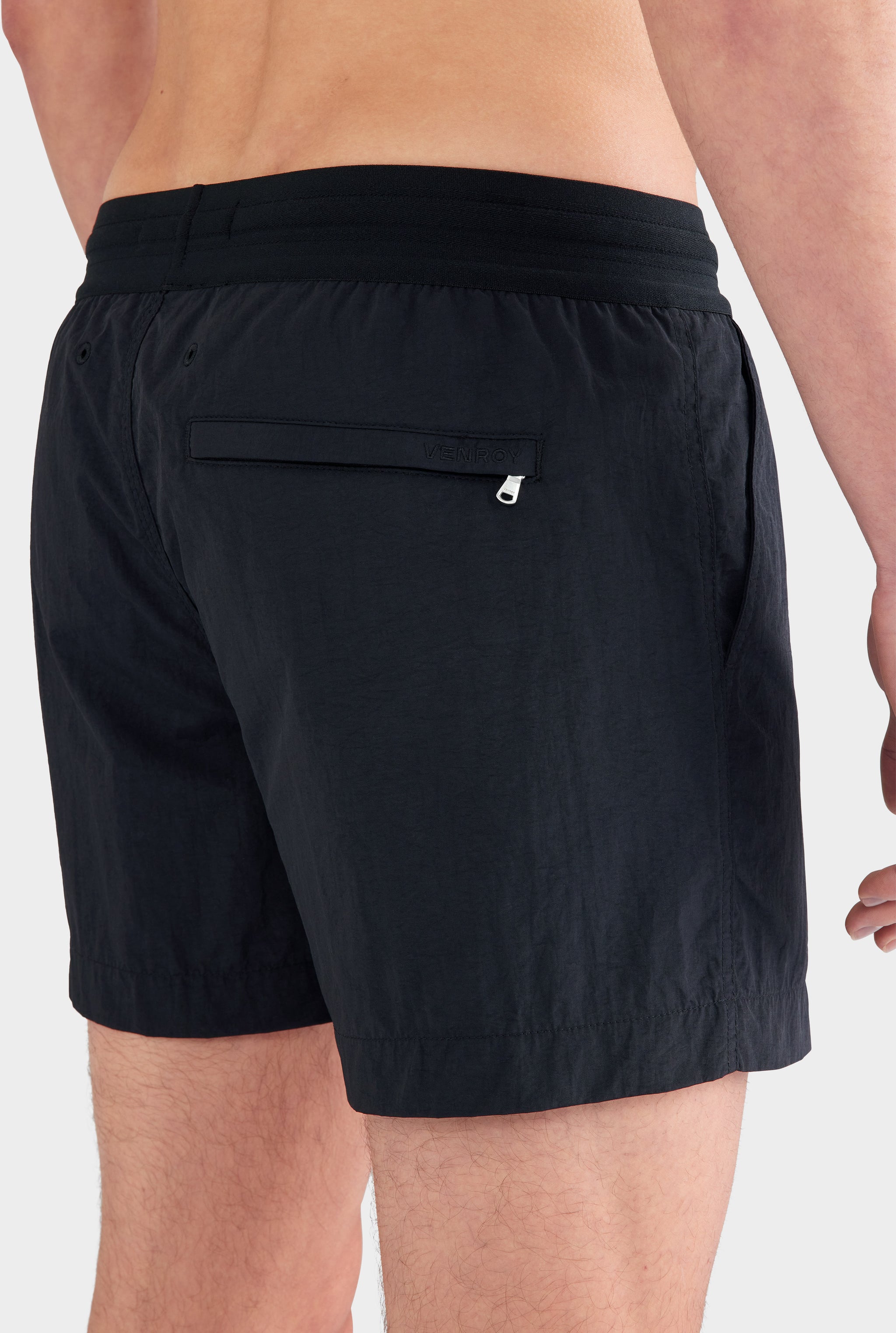 Exposed Elastic Swim Short - Black