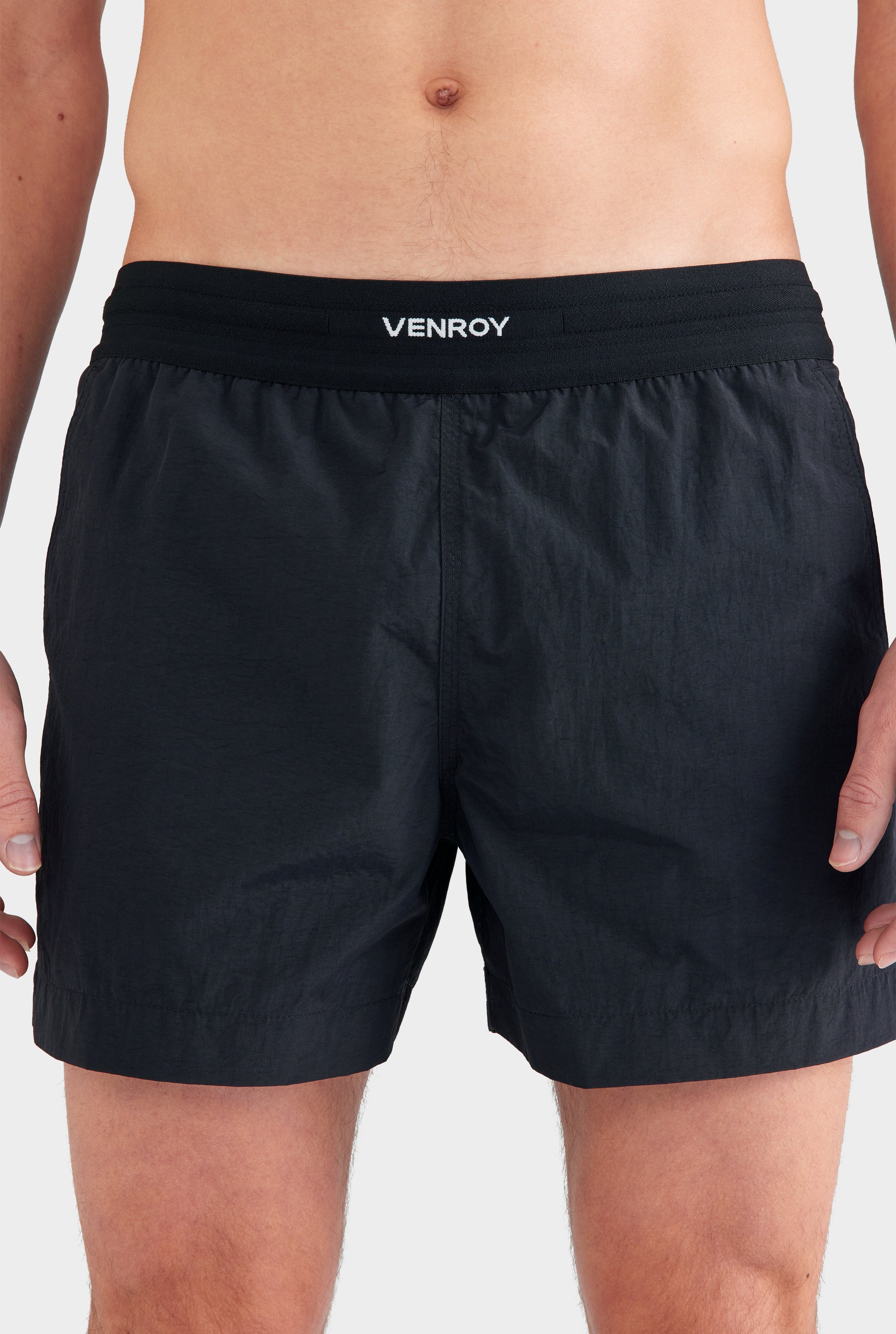 Exposed Elastic Swim Short - Black