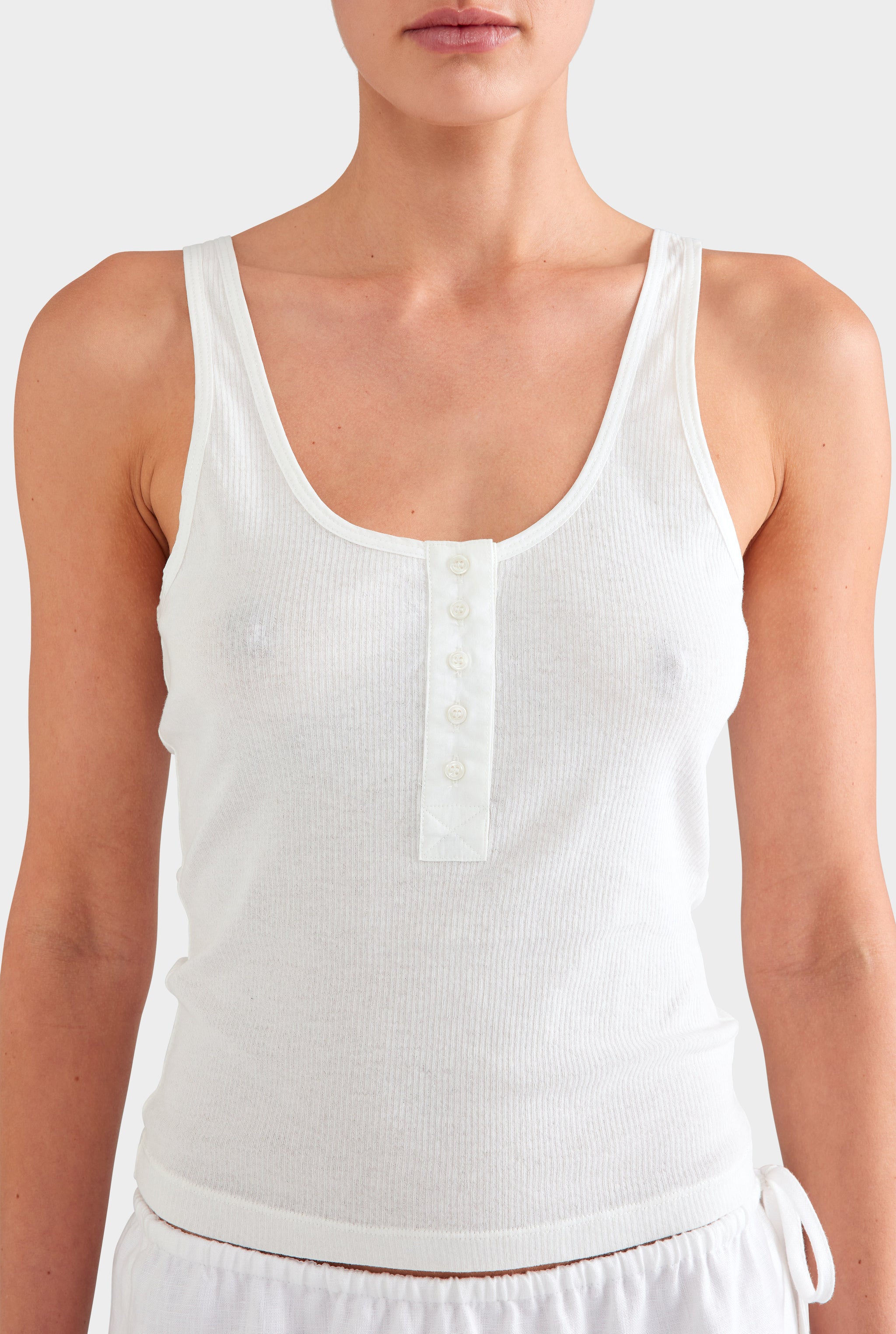 Lightweight Henley Tank - Off White