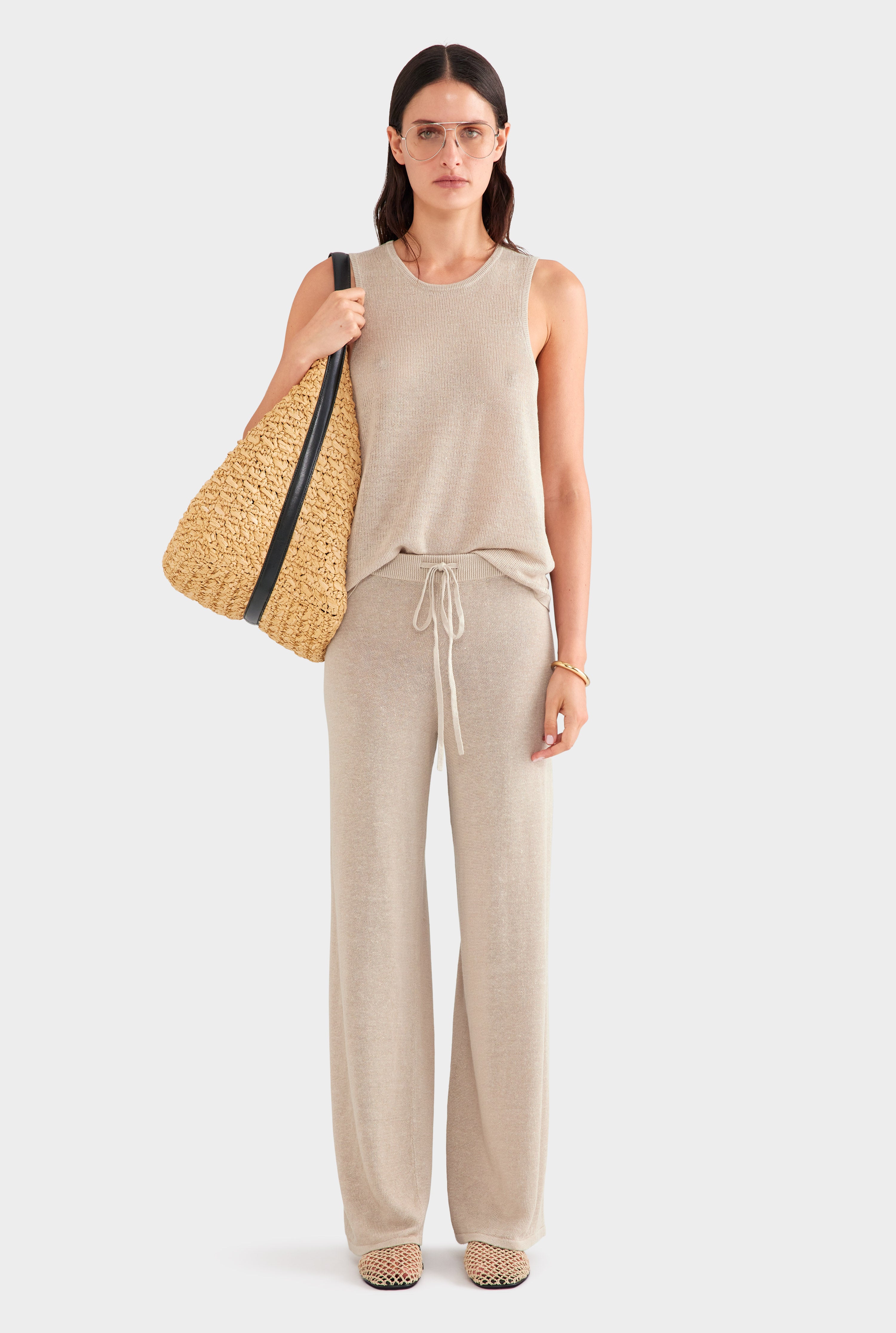 Linen Knit Pant - Taupe