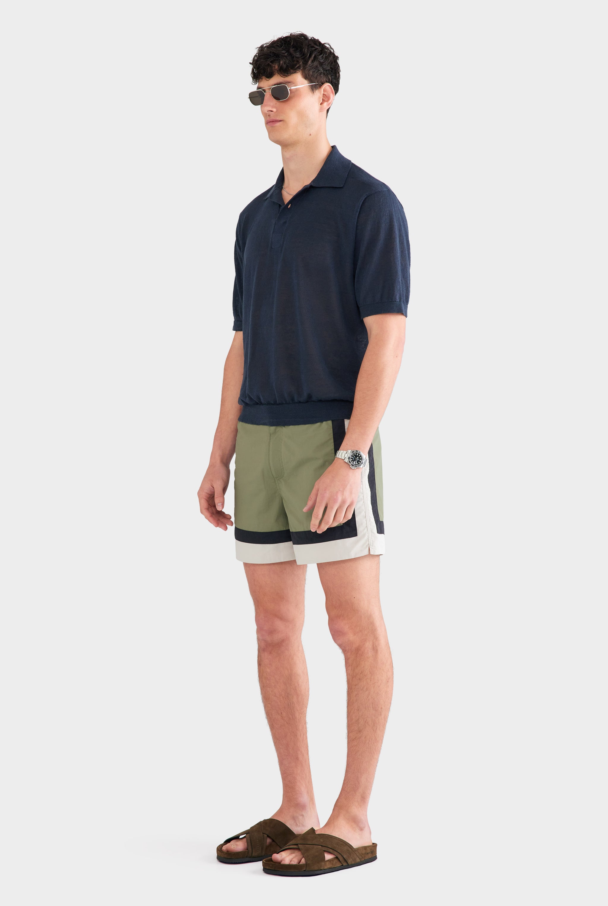 Linen Knit Polo - Navy