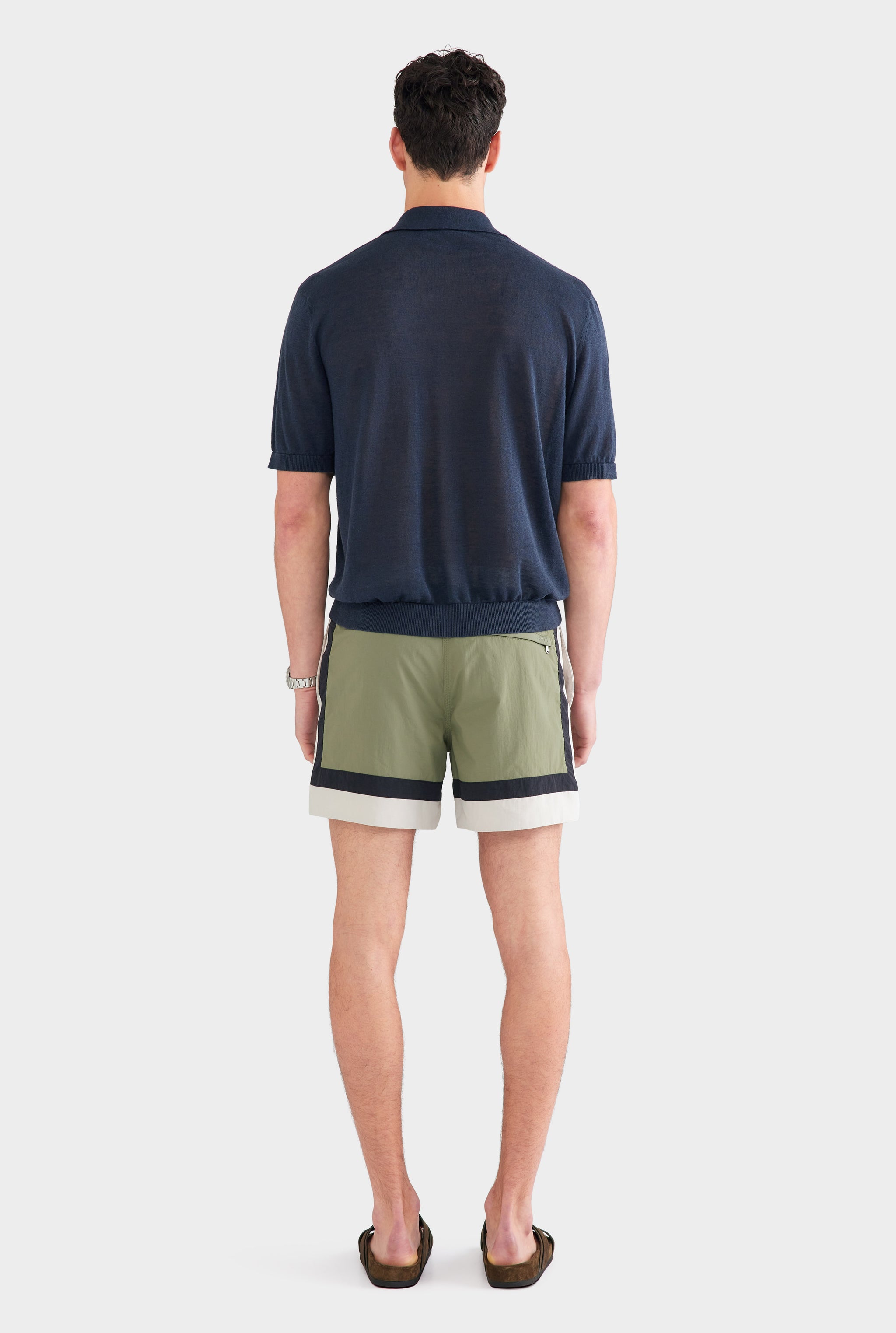 Linen Knit Polo - Navy